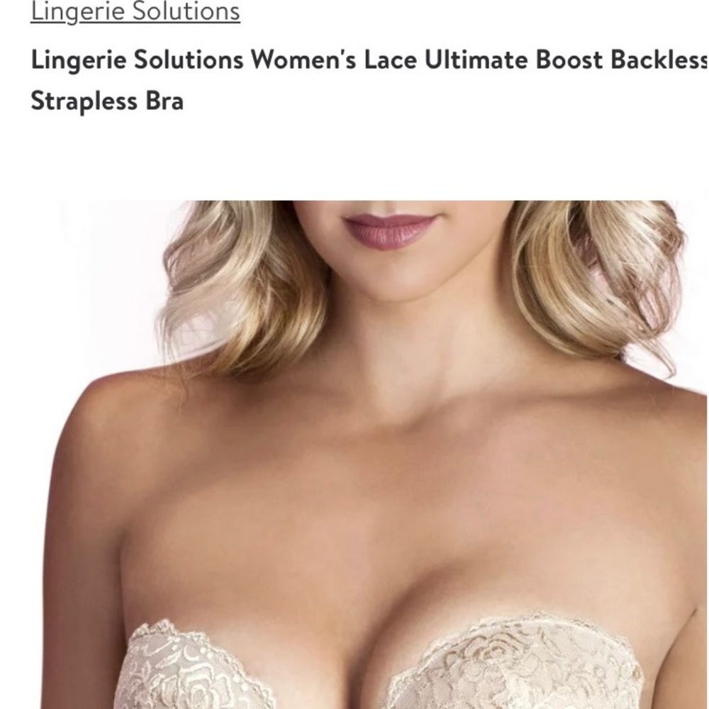Backless, strapless, lingerie solutions, sticky bra, size D cup